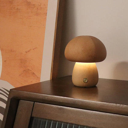 INS Wooden Mushroom LED Table Lamp