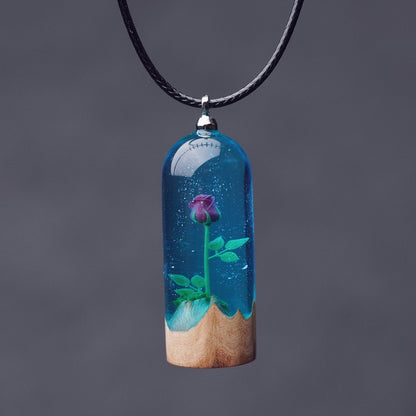 Log Resin Rose Pendant for Valentine's Day