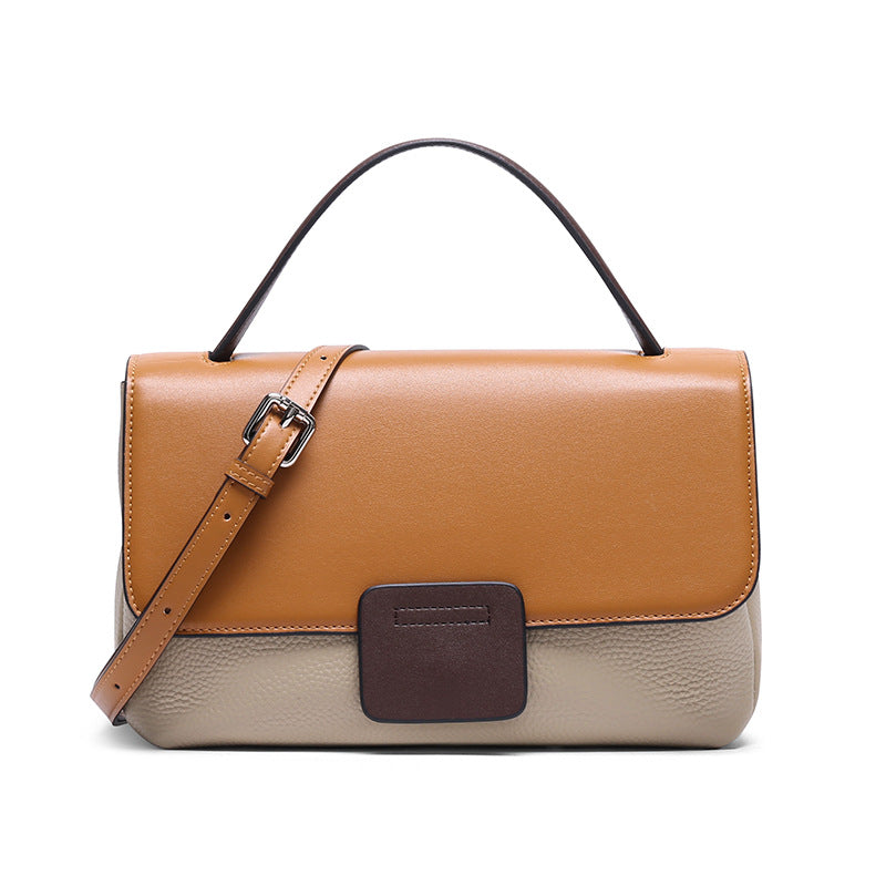 Stylish Contrasting Leather Handbag